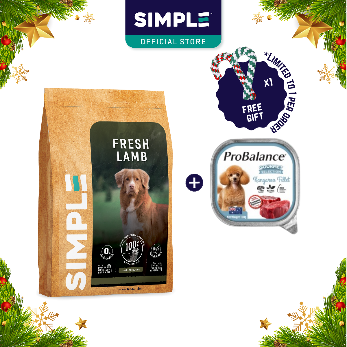 [Christmas Deal] SIMPLE x ProBalance Kangaroo Gourmet Series Fresh Lamb Dog Food Bundle