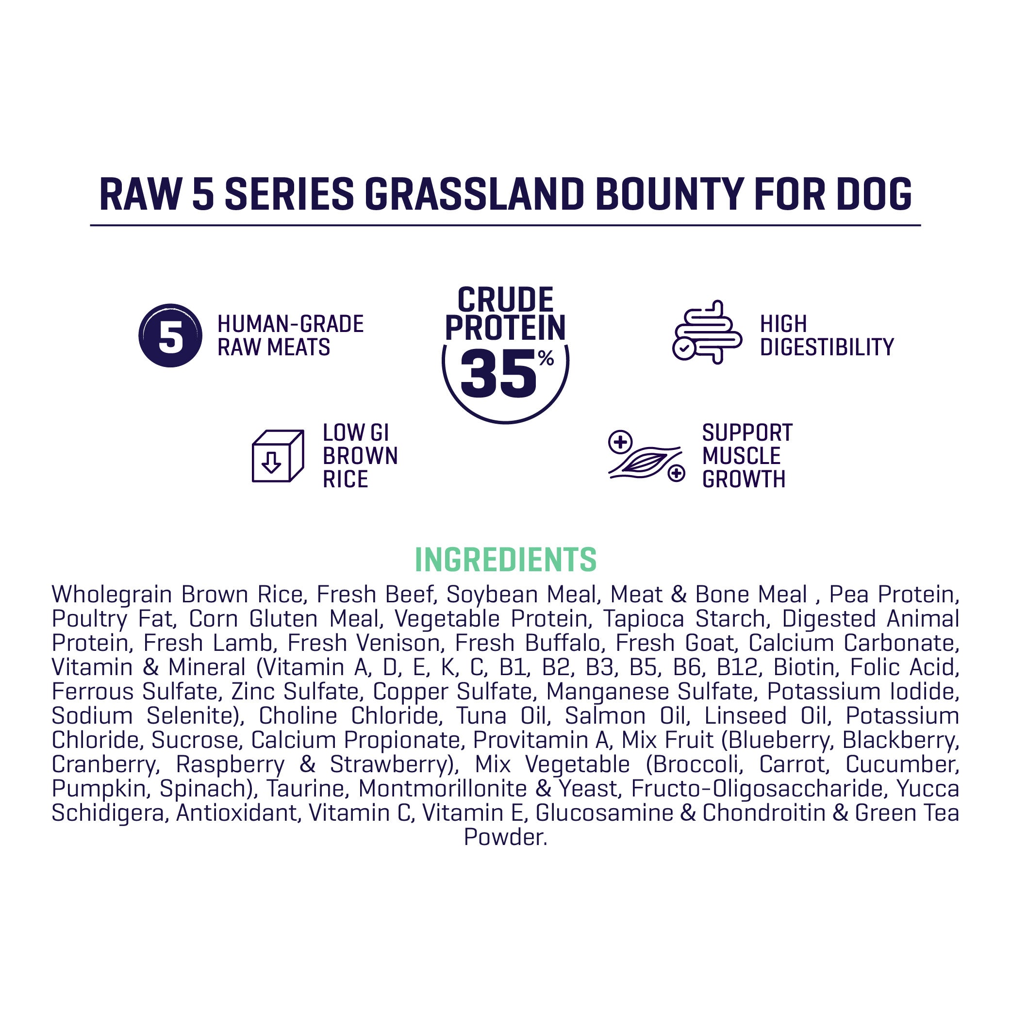 Raw 5 Series Grassland Bounty Dog Food (3KG)
