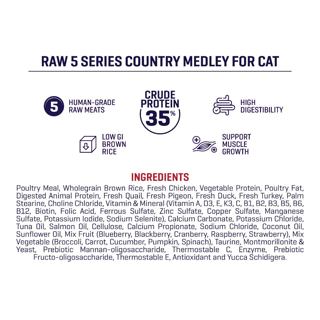 Raw 5 Series Country Medley Cat Food (1KG)